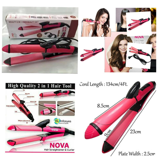Nova 2-in-1 Hair Straightener & Curler | Ceramic Plates for Smooth Straightening & Curls